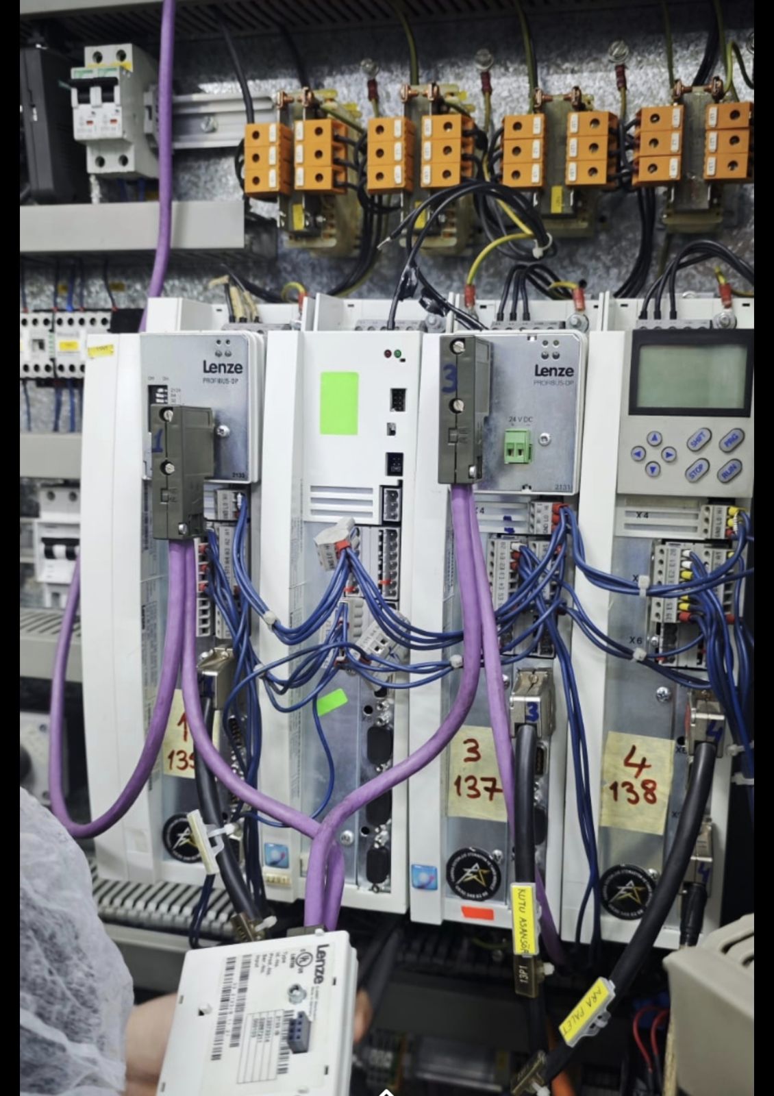 Drives mounted side by side in a control panel.